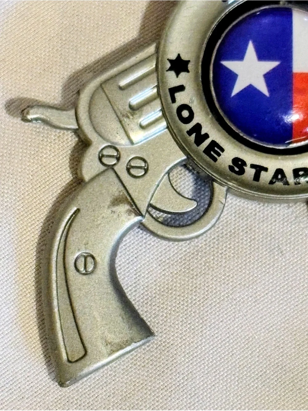 Texas Lone Star State Silver Flag Keychain